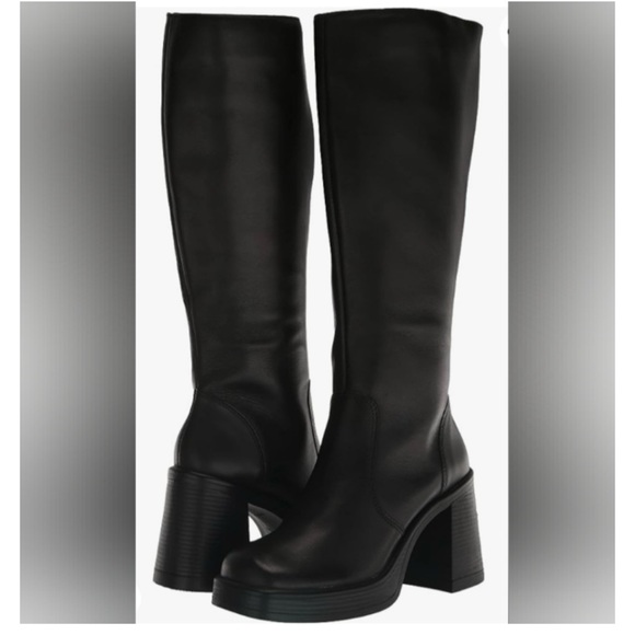 NEW STEVE MADDEN Fanatik Chunnky Heel boots Black Vegan Leather Size 10 - Picture 6 of 11